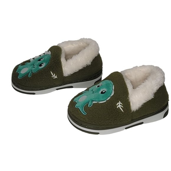 Green Dinosaur Fuzzy Slippers Toddler size 22-23 Euro 5 US - Picture 3 of 6